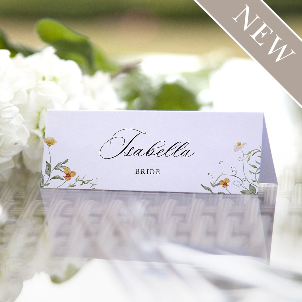 Golden Meadow Wildflower Wedding Place Cards | Spring